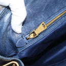 Miu Miu Tote Bag Leather 2way Navy Gold Auth fm5470V-27
