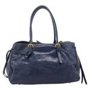 Miu Miu Tote Bag Leather 2way Navy Gold Auth fm5470V-2