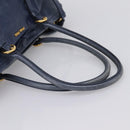 Miu Miu Tote Bag Leather 2way Navy Gold Auth fm5470V-7