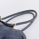 Miu Miu Tote Bag Leather 2way Navy Gold Auth fm5470V-8