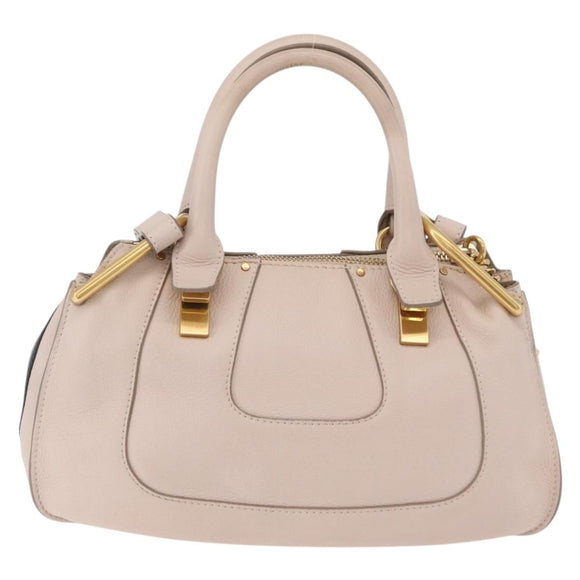 Chloe Hailey Hand Bag Leather 2way Beige Gold 02165665 Auth fm5471A