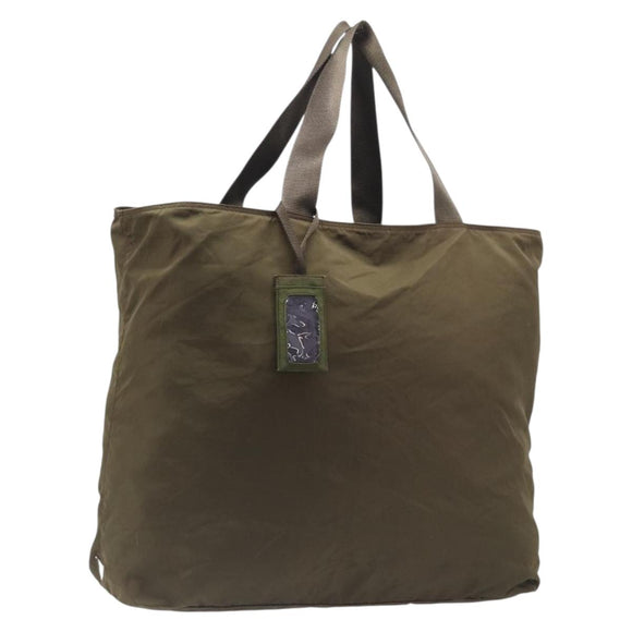 PRADA Boston Bag Nylon Green Silver Auth fm5474