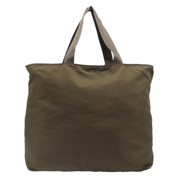 PRADA Boston Bag Nylon Green Silver Auth fm5474
