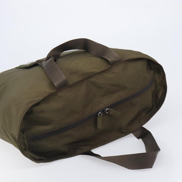 PRADA Boston Bag Nylon Green Silver Auth fm5474
