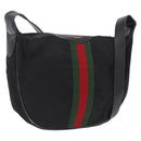 GUCCI GG Canvas Web Sherry Line Shoulder Bag Black Gold 10 2 3840 Auth fm5475-1