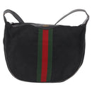 GUCCI GG Canvas Web Sherry Line Shoulder Bag Black Gold 10 2 3840 Auth fm5475-2