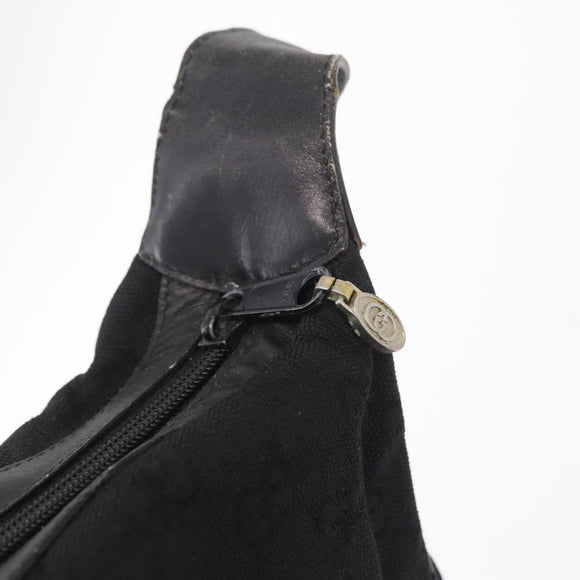 GUCCI GG Canvas Web Sherry Line Shoulder Bag Black Gold 10 2 3840 Auth fm5475