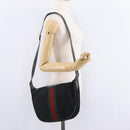 GUCCI GG Canvas Web Sherry Line Shoulder Bag Black Gold 10 2 3840 Auth fm5475-28
