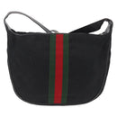 GUCCI GG Canvas Web Sherry Line Shoulder Bag Black Gold 10 2 3840 Auth fm5475-3