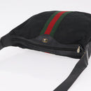 GUCCI GG Canvas Web Sherry Line Shoulder Bag Black Gold 10 2 3840 Auth fm5475-7