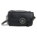 GUCCI Petit GG Shoulder Bag Leather 2way Black Silver 739722 Auth fm5487SM-1