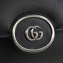 GUCCI Petit GG Shoulder Bag Leather 2way Black Silver 739722 Auth fm5487SM-15