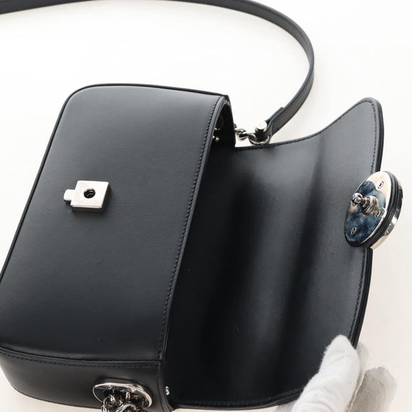 GUCCI Petit GG Shoulder Bag Leather 2way Black Silver 739722 Auth fm5487SM