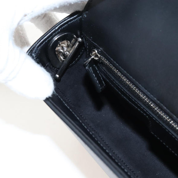 GUCCI Petit GG Shoulder Bag Leather 2way Black Silver 739722 Auth fm5487SM