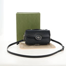 GUCCI Petit GG Shoulder Bag Leather 2way Black Silver 739722 Auth fm5487SM-25