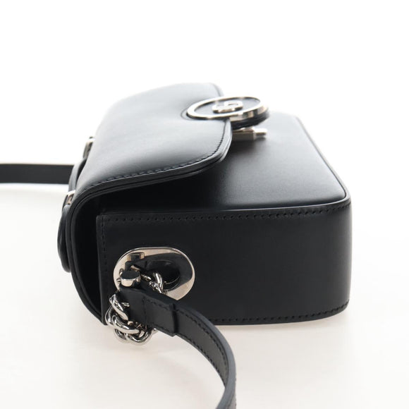 GUCCI Petit GG Shoulder Bag Leather 2way Black Silver 739722 Auth fm5487SM