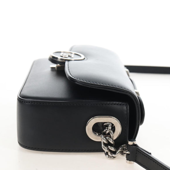 GUCCI Petit GG Shoulder Bag Leather 2way Black Silver 739722 Auth fm5487SM