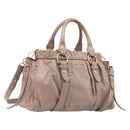 Miu Miu Hand Bag Vitellolux 2way Pink Gold Auth fm5488-1