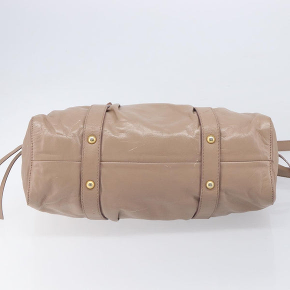 Miu Miu Hand Bag Vitellolux 2way Pink Gold Auth fm5488