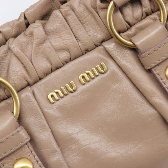 Miu Miu Hand Bag Vitellolux 2way Pink Gold Auth fm5488
