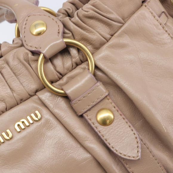 Miu Miu Hand Bag Vitellolux 2way Pink Gold Auth fm5488