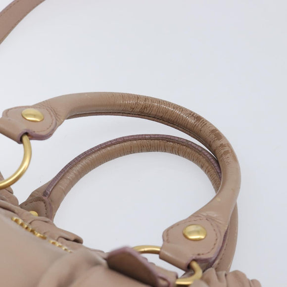 Miu Miu Hand Bag Vitellolux 2way Pink Gold Auth fm5488