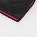 CHANEL Cambon Line Long Wallet Lamb Skin Black CC Auth fm5490-10