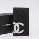 CHANEL Cambon Line Long Wallet Lamb Skin Black CC Auth fm5490-21
