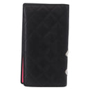 CHANEL Cambon Line Long Wallet Lamb Skin Black CC Auth fm5490-3