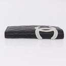 CHANEL Cambon Line Long Wallet Lamb Skin Black CC Auth fm5490-5