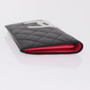 CHANEL Cambon Line Long Wallet Lamb Skin Black CC Auth fm5490-6