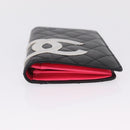 CHANEL Cambon Line Long Wallet Lamb Skin Black CC Auth fm5490-7