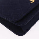 CHANEL Matelasse Chain Shoulder Bag Cotton Navy Gold CC Auth fm5491-10