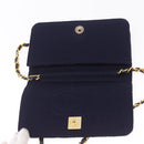 CHANEL Matelasse Chain Shoulder Bag Cotton Navy Gold CC Auth fm5491-15