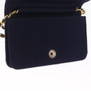 CHANEL Matelasse Chain Shoulder Bag Cotton Navy Gold CC Auth fm5491-17