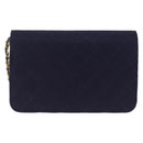 CHANEL Matelasse Chain Shoulder Bag Cotton Navy Gold CC Auth fm5491-3