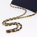 CHANEL Matelasse Chain Shoulder Bag Cotton Navy Gold CC Auth fm5491-7