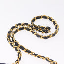 CHANEL Matelasse Chain Shoulder Bag Cotton Navy Gold CC Auth fm5491-8