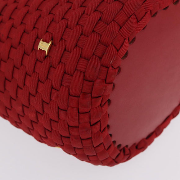 Salvatore Ferragamo Vala Tote Bag Canvas Red Gold Auth fm5497