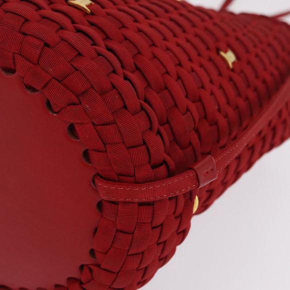 Salvatore Ferragamo Vala Tote Bag Canvas Red Gold Auth fm5497