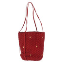 Salvatore Ferragamo Vala Tote Bag Canvas Red Gold Auth fm5497-3
