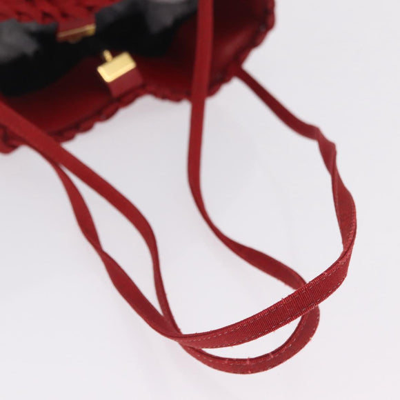 Salvatore Ferragamo Vala Tote Bag Canvas Red Gold Auth fm5497