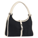 GUCCI Jackie Hand Bag Canvas Black Silver 002 1068 Auth fm5498-1