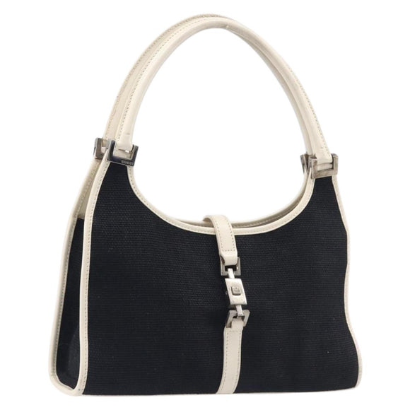 GUCCI Jackie Hand Bag Canvas Black Silver 002 1068 Auth fm5498