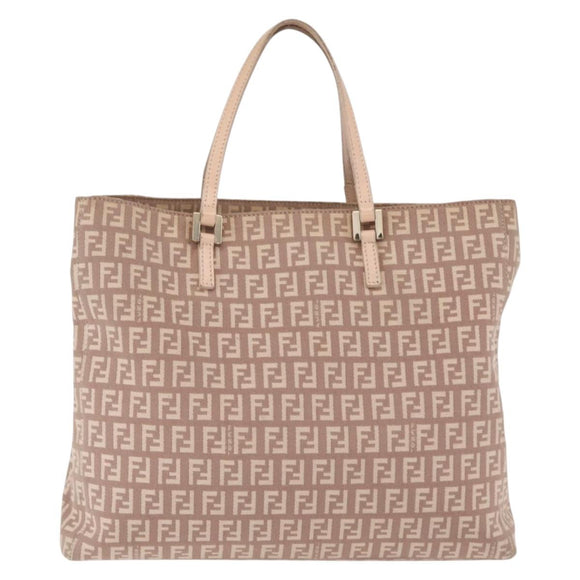 FENDI Zucchino Canvas Tote Bag Pink Gold 8BH133 Auth fm5500