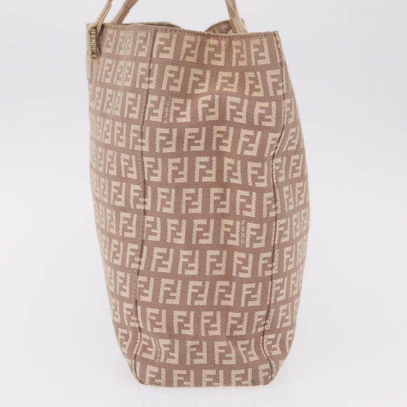 FENDI Zucchino Canvas Tote Bag Pink Gold 8BH133 Auth fm5500