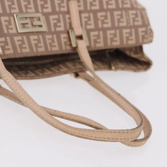 FENDI Zucchino Canvas Tote Bag Pink Gold 8BH133 Auth fm5500