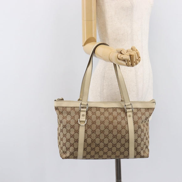 GUCCI GG Canvas Abbey Tote Bag Beige Gold 141470 Auth fm5503