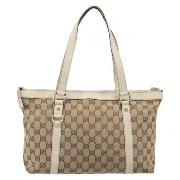 GUCCI GG Canvas Abbey Tote Bag Beige Gold 141470 Auth fm5503