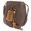 Chloe Eden Shoulder Bag Leather Gray Gold Auth fm5505-1
